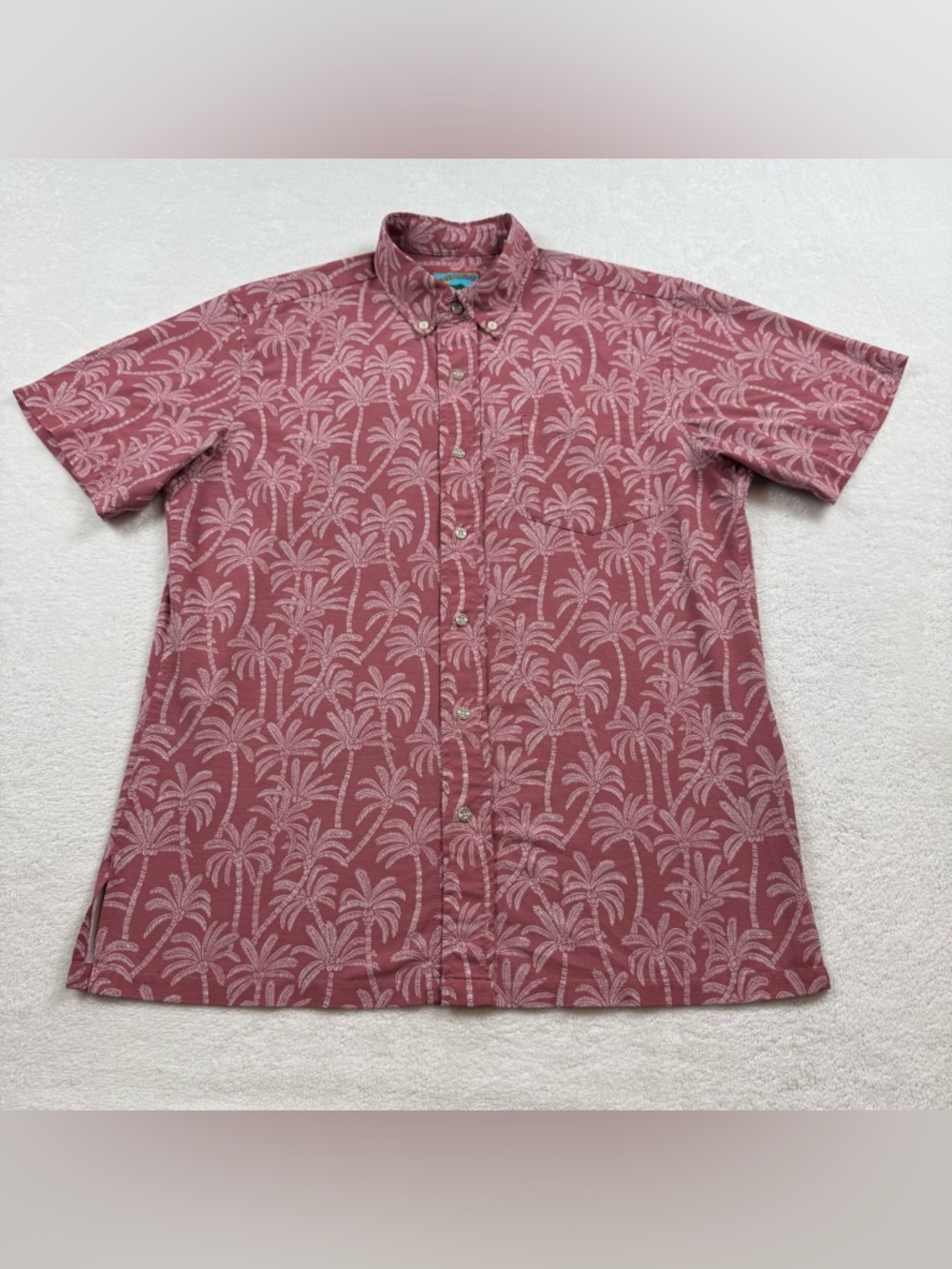 Reyn spooner Joe Kealohas Hawaiian shirt men’s Sz Small red coconut palm print